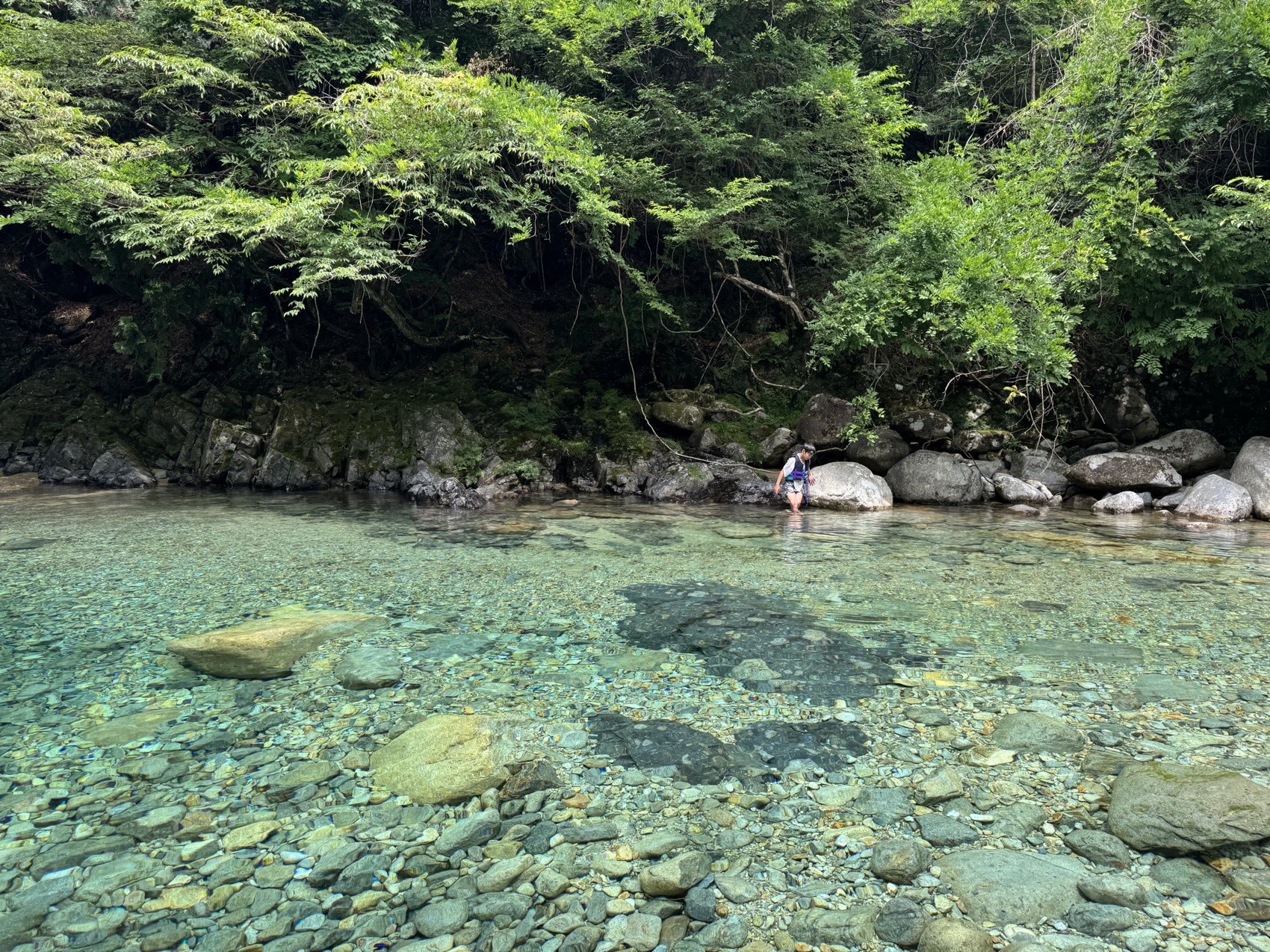 阿寺渓谷の阿寺ブルー（エメラルドグリーン）の清流